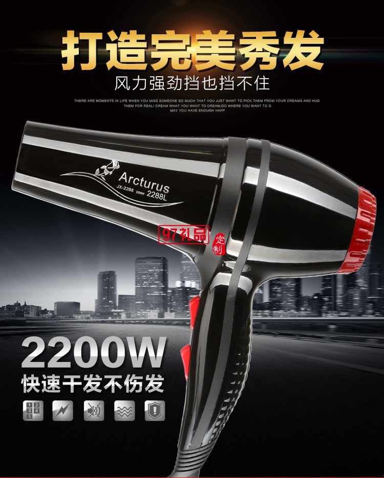 大功率2200藍(lán)光負(fù)離子家用美發(fā)護(hù)發(fā)靜音電吹風(fēng)機