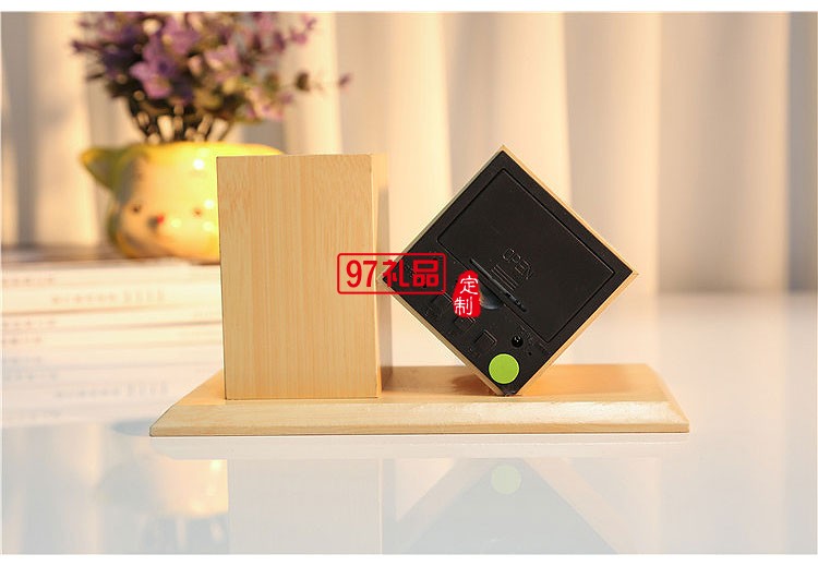 聲控鬧鐘LED木鐘創(chuàng)意筆筒時(shí)尚禮品中國銀行定制可定制logo