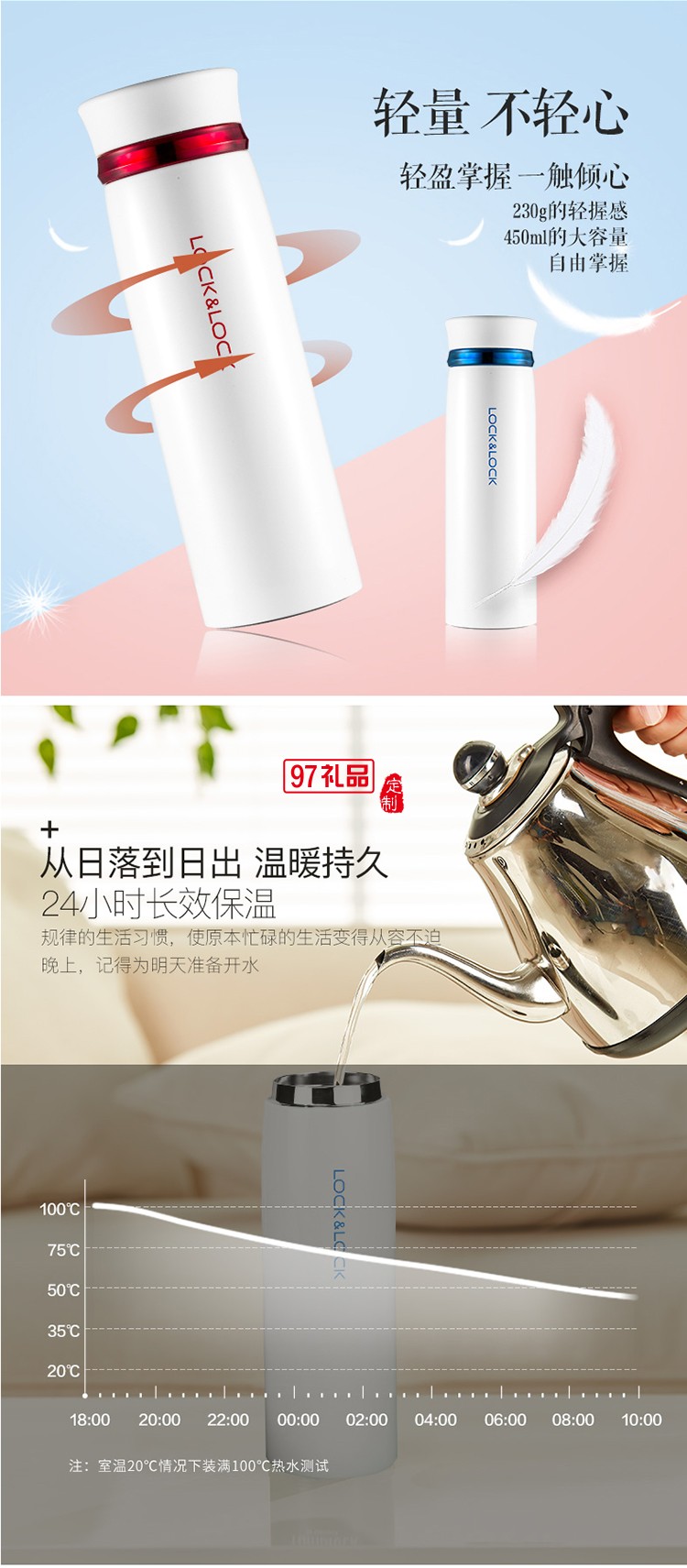 鴻久久投資定制樂(lè)扣樂(lè)扣小清新男女款時(shí)尚保溫杯 可定制logo