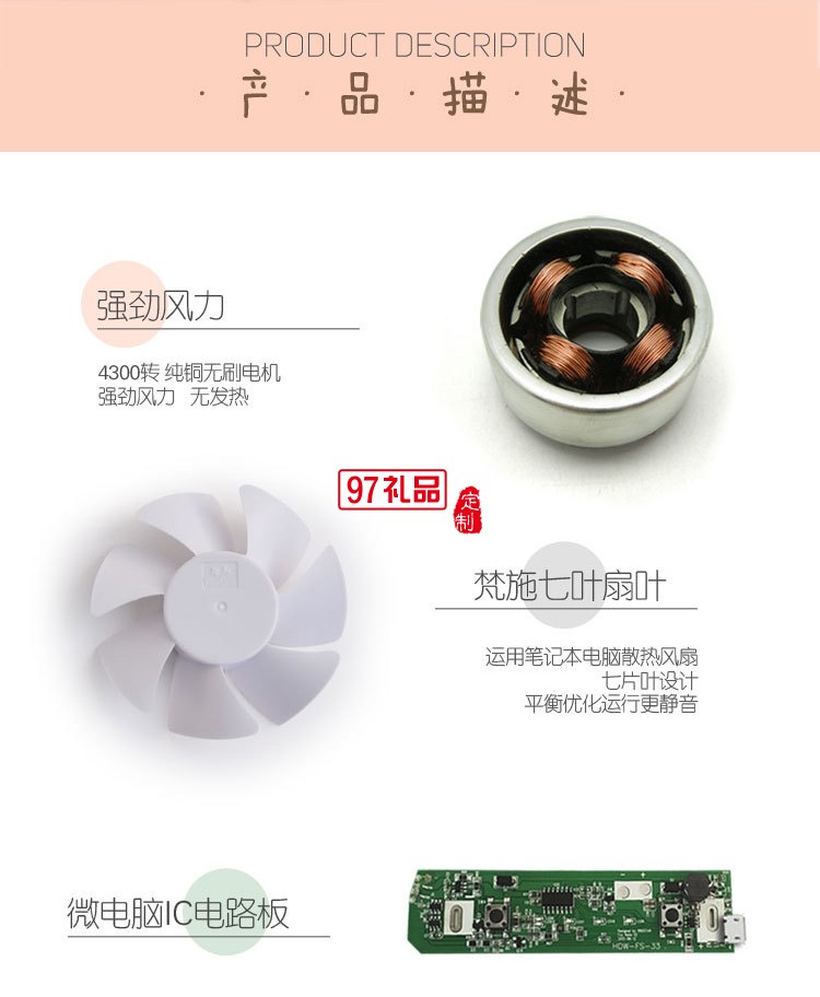 中國工商銀行定制卡通動物可愛充電usb風扇