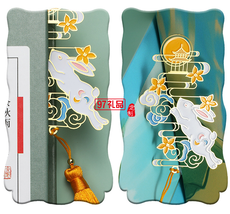 金屬書(shū)簽 中秋書(shū)簽創(chuàng)意設(shè)計(jì)兔子款廣寒宮款書(shū)簽送人小禮品定制