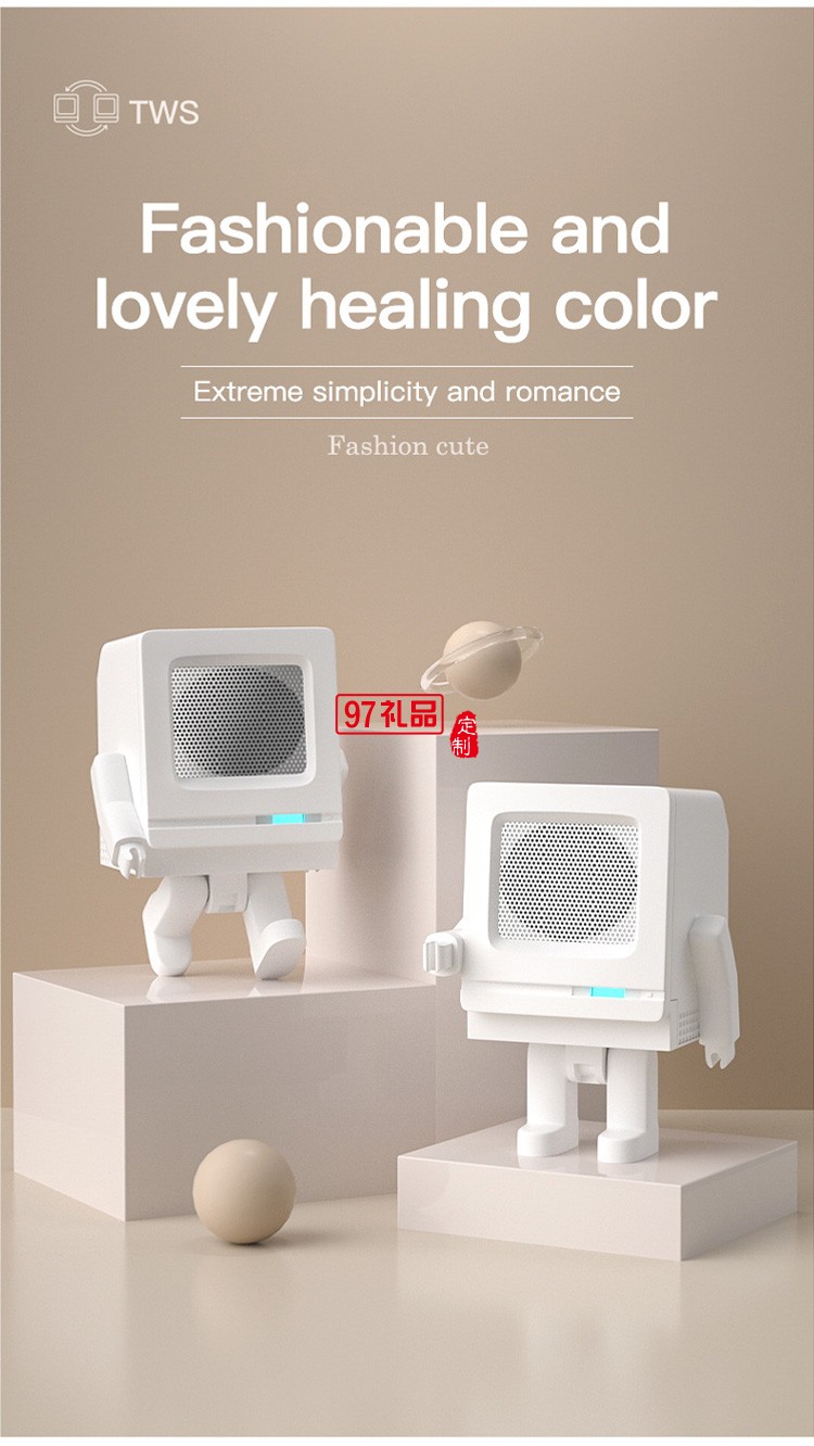  USB充電迷你藍牙小音箱 復(fù)古機器人音箱定制公司廣告禮品