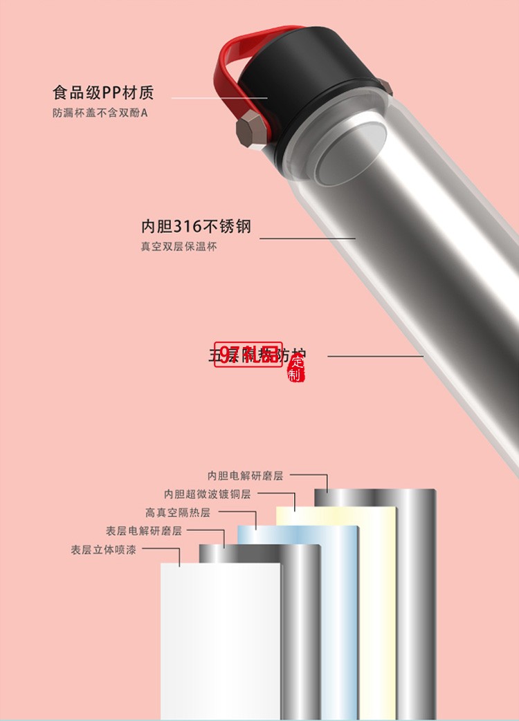 316不銹鋼車載便攜小學(xué)生簡(jiǎn)約可愛(ài)可定制logo