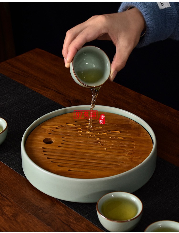 汝窯茶具套裝家用茶壺蓋碗茶杯單杯開(kāi)片仿古汝瓷功夫茶具整套禮盒