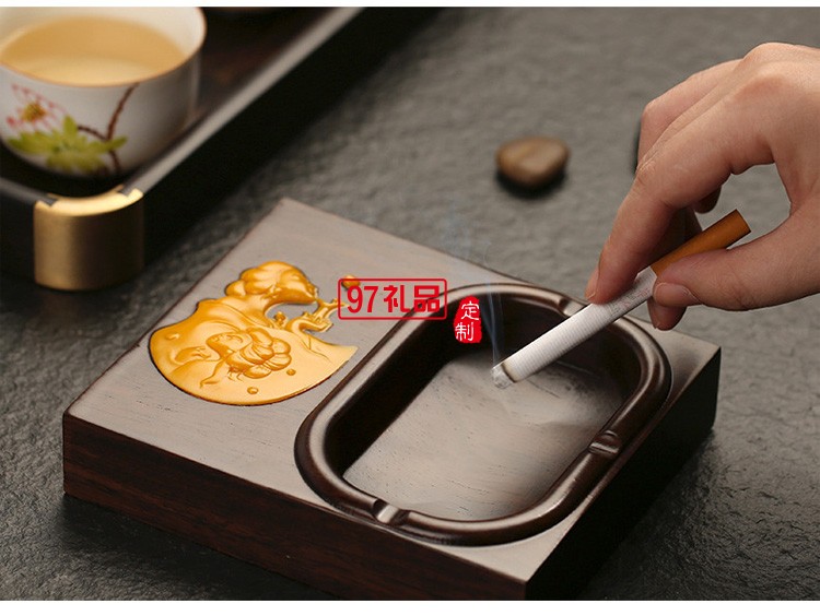 黑檀木煙灰缸中國風創(chuàng)意禮品客廳辦公木質(zhì)煙灰缸