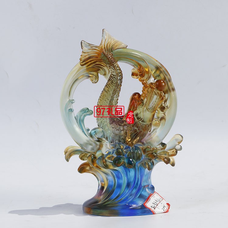 高檔琉璃水晶獎杯定制 商務禮品龍頭龍騰企業(yè)年會員工獎品禮品